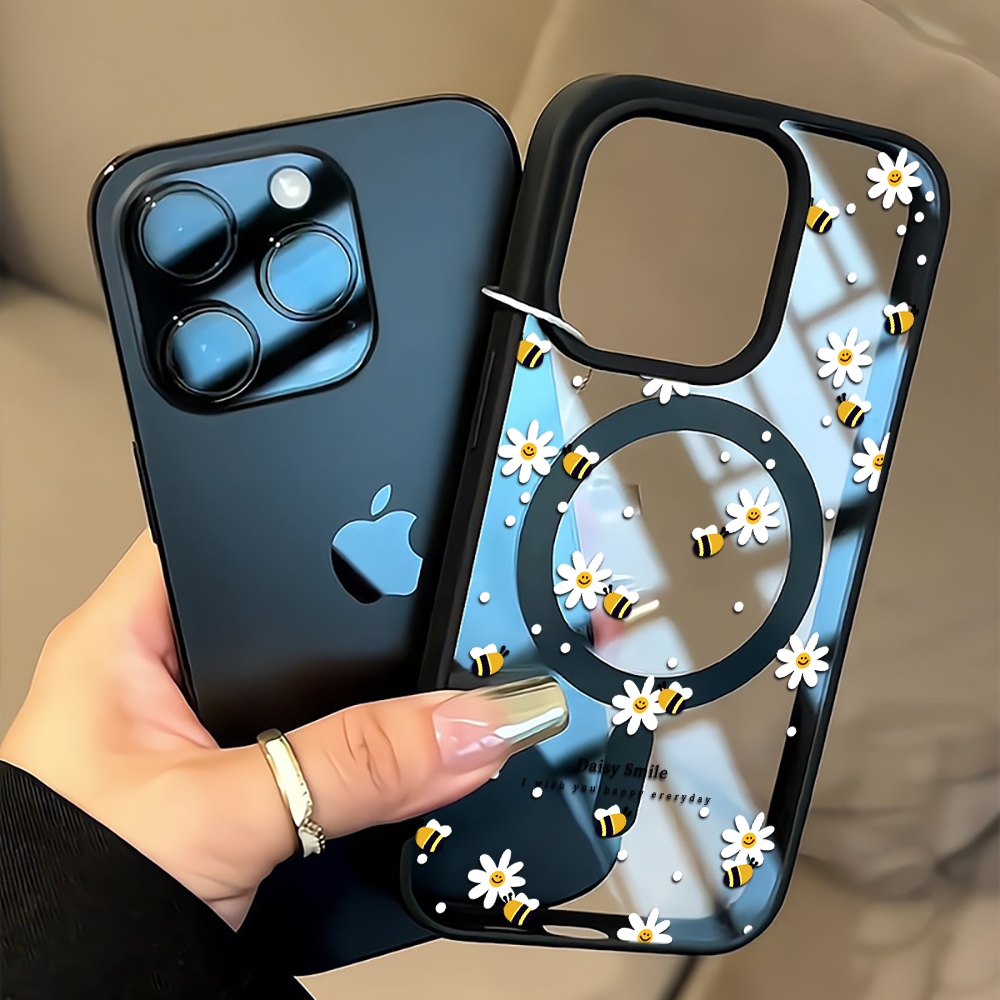 Phone Cases Clear - เคสโทรศัพท์ลายดอกเดซี่สดใส สำหรับ iPhone 16 17 18