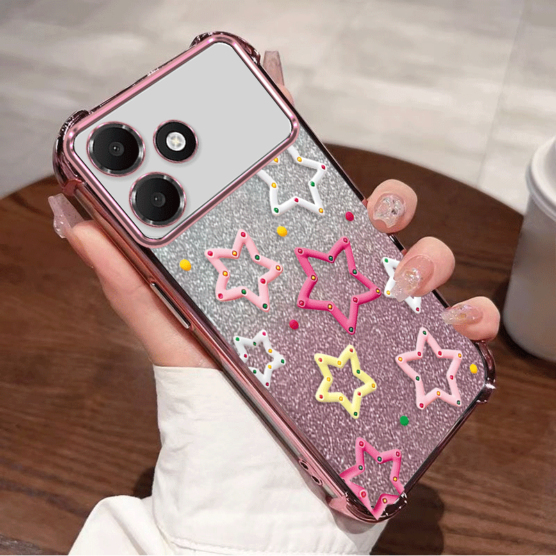 Glitter Shockproof Case - เคสกันกระแทกขอบทั้งสี่มุม ลายดาว วัสดุ TPU ยืดหยุ่น พร้อมเคลือบผิวกลิตเตอร์