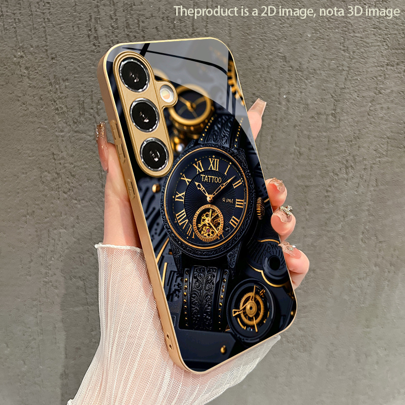 Phone Cases Galaxy S23 - เคสโทรศัพท์ลายนาฬิกาทองแบบ 2D สำหรับ Samsung S26 S25
