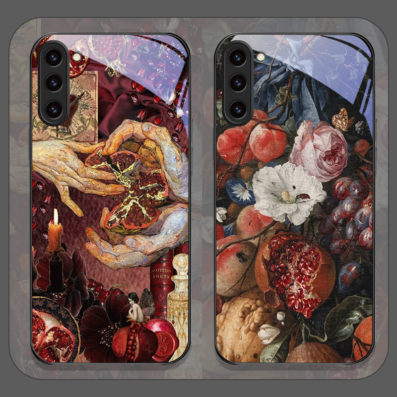 Phone Cases Galaxy S23 - เคสโทรศัพท์มือถือลายดอกทับทิมสุดหรู ทำจากกระจกนิรภัย สำหรับ Samsung Galaxy S25