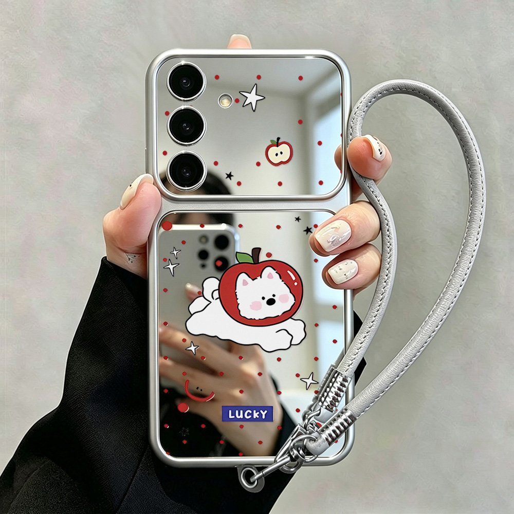 Phone Cases Galaxy S23 - เคสโทรศัพท์ลายสุนัขน่ารักพร้อมกระจกแต่งหน้า สำหรับ Samsung A57 5G A56