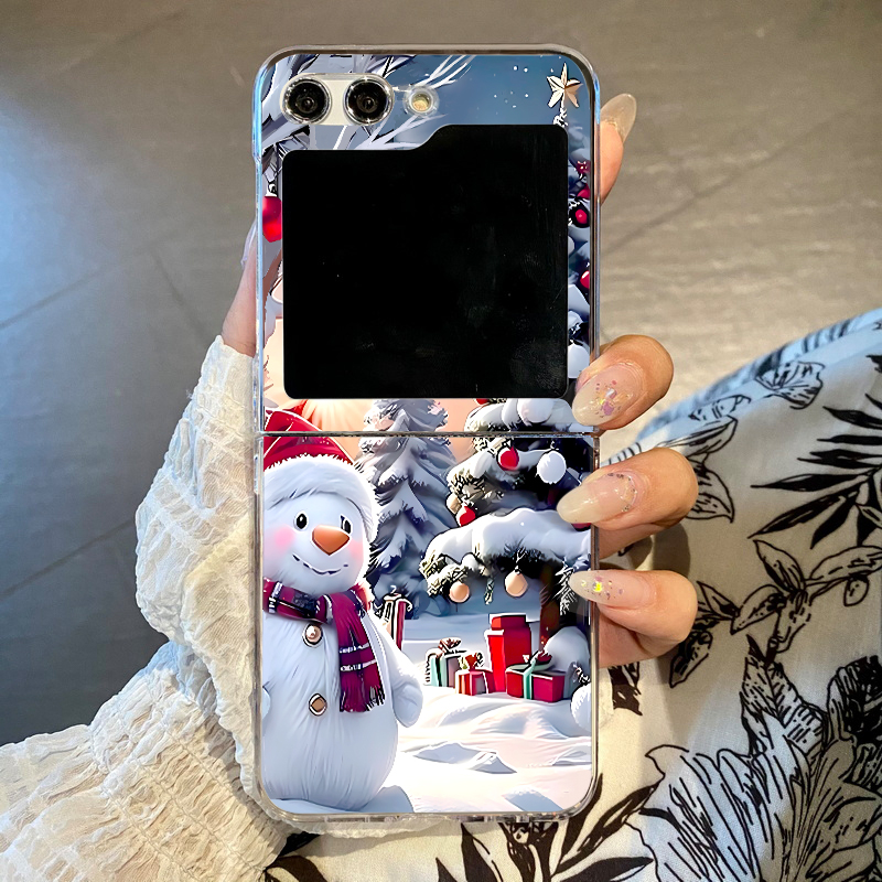 Phone Cases Clear - เคสโทรศัพท์ลายกวางเรนเดียร์และสโนว์แมนสำหรับคริสต์มาส สำหรับ Samsung Galaxy Z Flip
