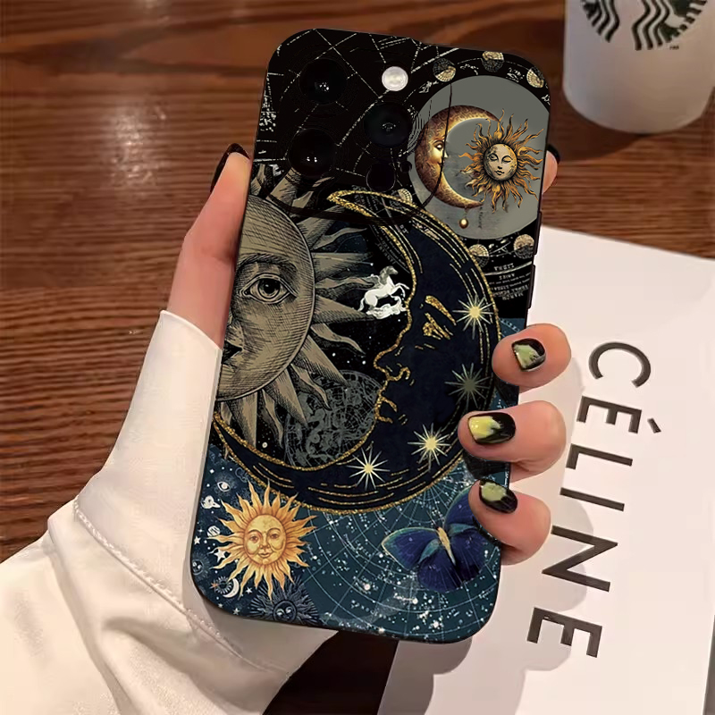 Phone Cases Aesthetic - เคสโทรศัพท์ลายพระอาทิตย์พระจันทร์สวยงาม สำหรับ Samsung Galaxy S25 S24