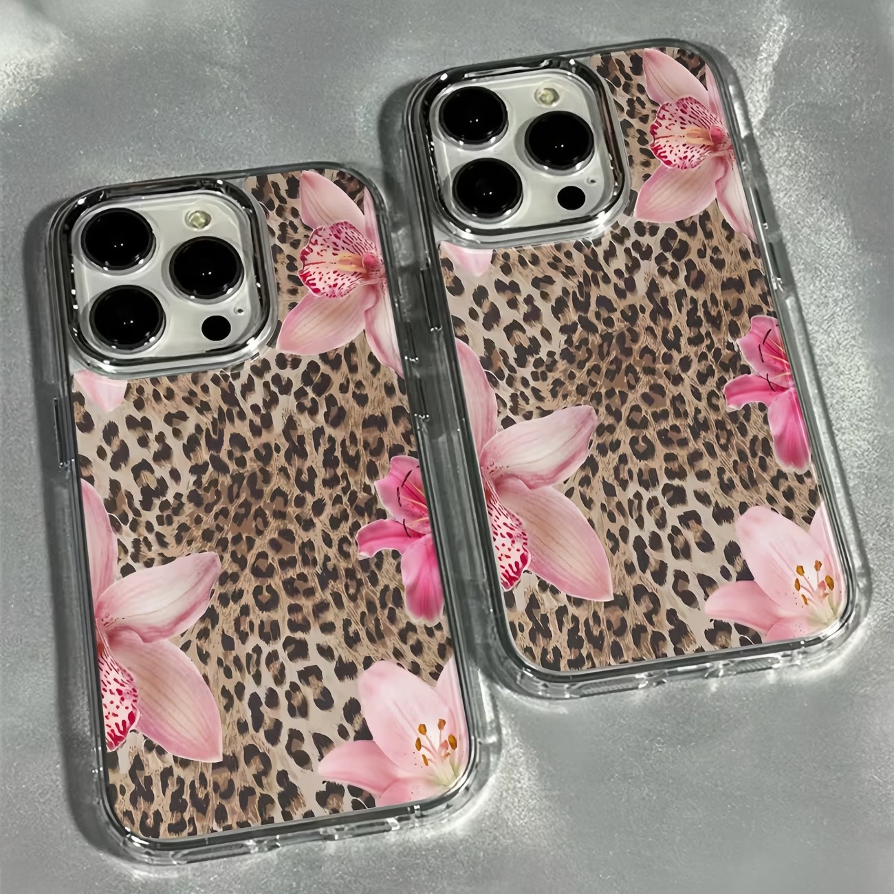 Phone Cases Aesthetic - เคสโทรศัพท์ลายเสือดาวดอกลิลลี่แบบใส สำหรับ iPhone 17 Pro Max
