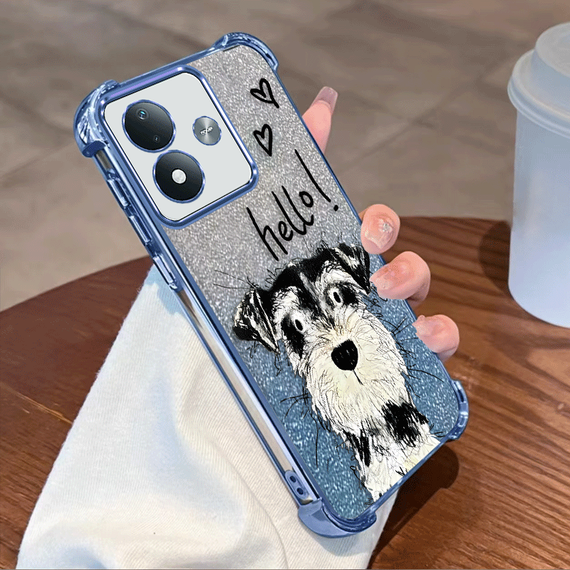 Glitter Shockproof Case - เคสกันกระแทกขอบทั้งสี่มุม ลายดอกไม้ วัสดุ TPU สำหรับ Xiaomi