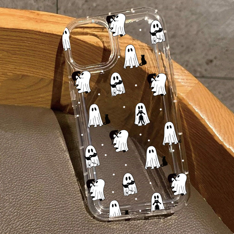 Phone Cases Clear - เคสใสลายคาวบอยผีและดอกไม้สไตล์ฮาโลวีนตะวันตก สำหรับ iPhone 17 16 15