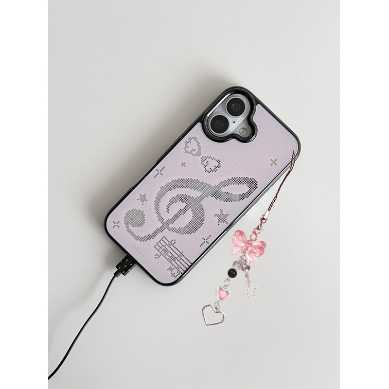 Phone Cases Junk - เคสโทรศัพท์ลายโมเสคสีชมพูสไตล์เกาหลี พร้อมลายโน้ตดนตรี สำหรับ iPhone 17 Air