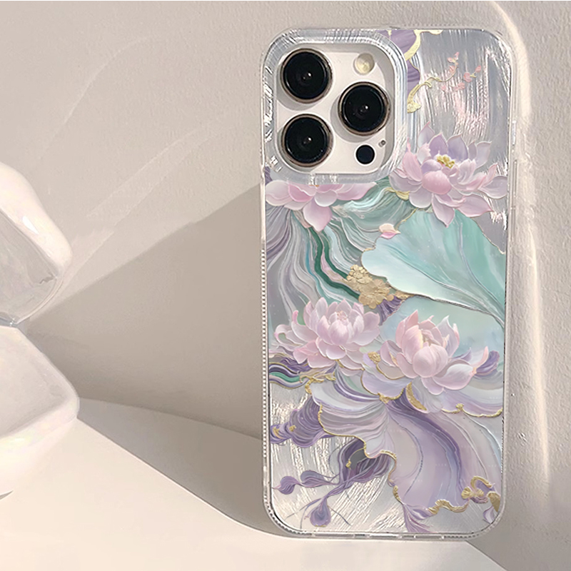 เคสโทรศัพท์ลายดอกบัวสีม่วงสวยง - Phone Cases Aesthetic บทวิจารณ์และราคา