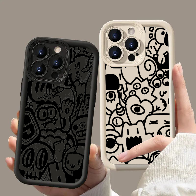 เคสโทรศัพท์ลายกราฟฟิตี้สีดำสำห - Phone Cases Like Loopy บทวิจารณ์และราคา