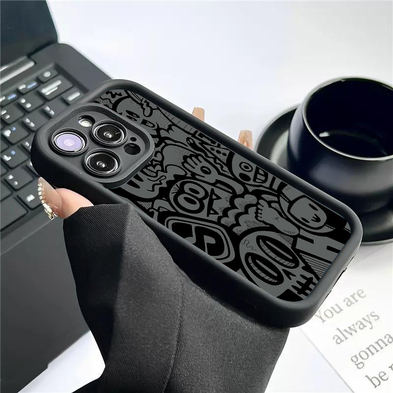 เคสโทรศัพท์ลายกราฟฟิตี้สีดำสำห - Phone Cases Like Loopy บทวิจารณ์และราคา