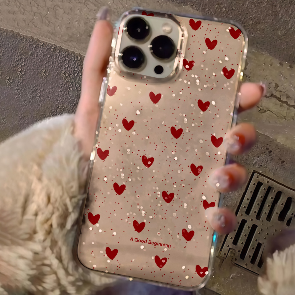 เคสโทรศัพท์ใสลายหัวใจสีชมพูวิบ - Glitter Shockproof Case บทวิจารณ์และราคา